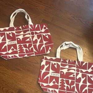 Vuori Red and White Patterned Tote